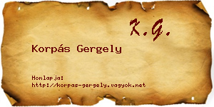 Korpás Gergely névjegykártya